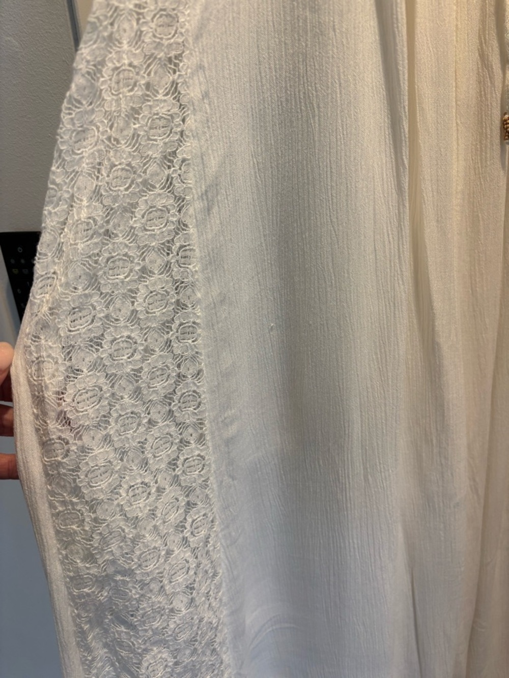 Free People Trail Of Flowers Maxi Dress Lace Ivory White Small NWT NEW bead tie - Picture 12 of 14